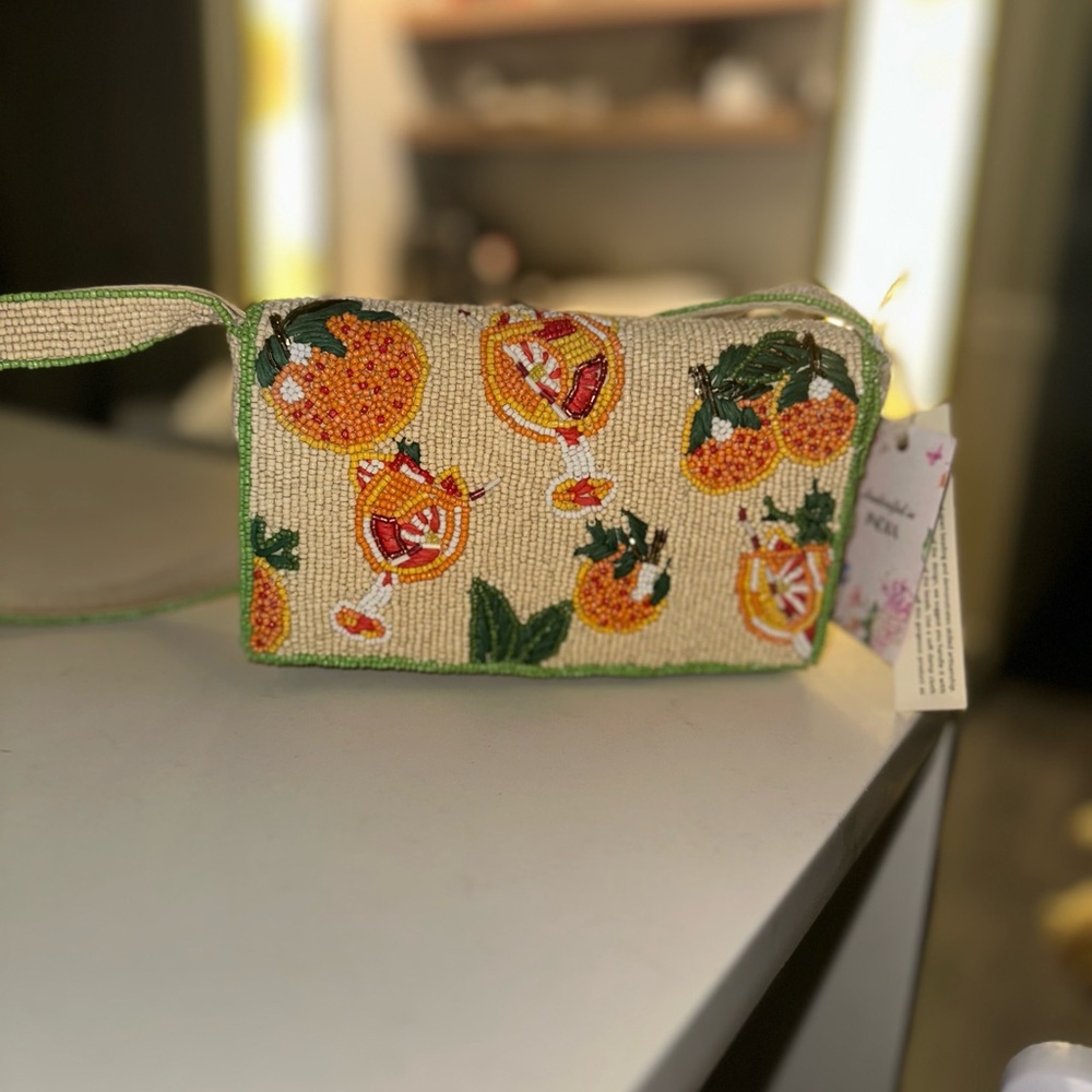 Aperol spritz beaded bag new with tags